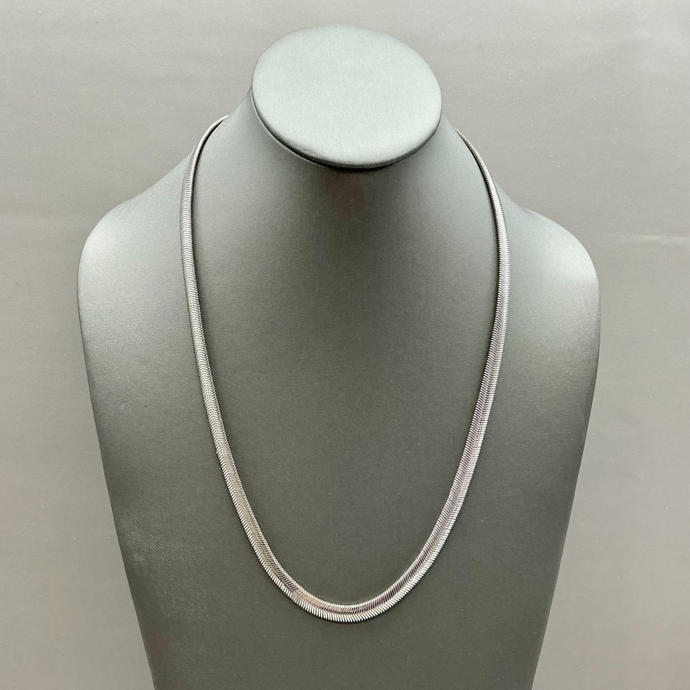 Vintage Monet Silver Tone Herringbone Snake Chain Necklace Signed 22" Classic